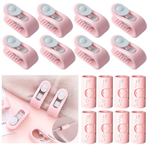 KASESSS 8 Stück Bettdeckenhalter, Kunststoff Bettdecken Clips, Duvet Cover Clips Sicherheit Ohne Nadeln, Bettdeckenclips mit 8 Lakenklammern, Bettdeckenbezug Clips Prevent Bunching & Shifting (Rosa) von KASESSS