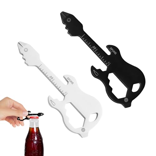 KASESSS Flaschenöffner Edelstahl, 2 Stück Gitarre Flaschenöffner, Tragbare Bieröffner Multifunktional Bierflaschenöffner mit Skala Bottle Opener 6 in 1 Multitool Karte für Startseite Pub Camping von KASESSS