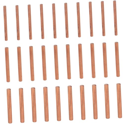 30 Pcs Hartholz Gerilligte Stecker Schrankschublade Runde Flugte Holzhandwerksdübelstifte 8/10/12mm Bastel Dübelstangenstangen Schrankschublade Runde Geriffelte Stangen von KASFDBMO