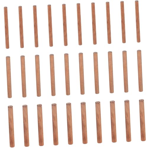 30 Pcs Hartholz Gerilligte Stecker Schrankschublade Runde Flugte Holzhandwerksdübelstifte 8/10/12mm Bastel Dübelstangenstangen Schrankschublade Runde Geriffelte Stangen von KASFDBMO