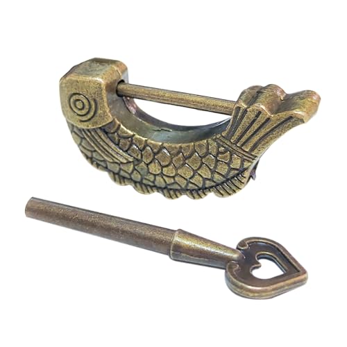 Fischförmige Antike Vorhängeschloss Bronze Vintage Lock Retro Fischmuster Vorhängeschloss Für Holzkoffer & Schmuckschatublade Vorhängeschloss Vorhängeschloss von KASFDBMO