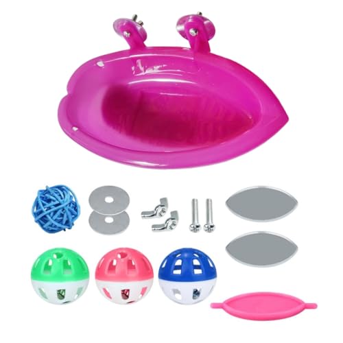 KASFDBMO Durability Cage Mounted Bird Bath Shower Tub Mirrored Toy Bathing Station Bird Bath Cage Accessory von KASFDBMO
