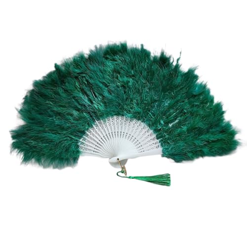 KASFDBMO Eleganter gefiederter Fächer, zusammenklappbar, für Flapper-Kostüme, Tanzaufführungen und Motto-Partys von KASFDBMO