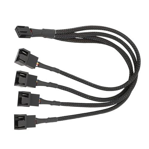 KASFDBMO Lüfter-Splitterkabel, ummantelter Adapter, Computer, PC, Lüfter, Strom-Verlängerungskabel, 1 auf 3/4 Konverter für Computer KASFDBMO Lüfter-Splitterkabel, ummantelter Adapter, Computer, PC, Lüfter, Strom-Verlängerungskabel, 1 auf 3/4 Konverter für Computer von KASFDBMO