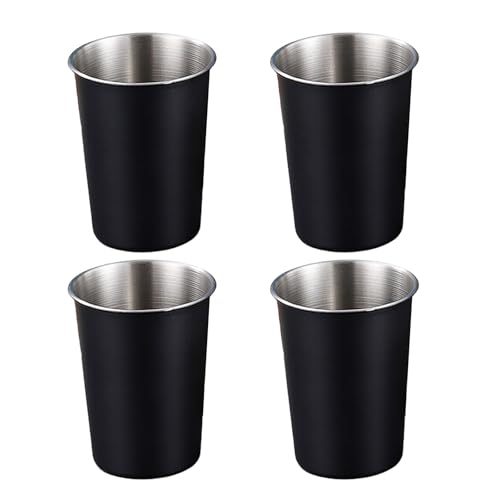 KASFDBMO Packung Mit 4 Multifunktionalen Edelstahlbechern Für Kinder Effektive Und Tragbare Metallbecher Für Zuhause Oder Reisen von KASFDBMO