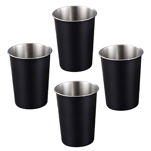 Packung Mit 4 Multifunktionalen Edelstahlbechern Für Kinder Effektive Und Tragbare Metallbecher Für Zuhause Oder Reisen von KASFDBMO