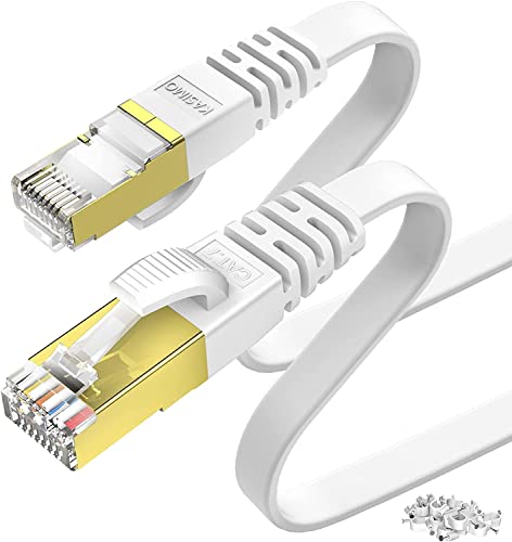 KASIMO Cat 7 Lan Kabel 10meter Für 10Gbit/s Netzwerkkabel CAT 7 Kabel 10m Flach Ethernet Kabel mit Vergoldetem RJ45 Internetkabel 10m Netzwerkkabel 10m Cat 7 Weiß von KASIMO