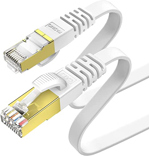 KASIMO Cat 7 3m Lan Kabel 3m cat 7 Netzwerkkabel 3m Weiß CAT 7 Kabel 3m Flach 10 Gbits/600MHz Ethernet Kabel 3m RJ45 vergoldet – netzkabel 3m patchkabel 3m kabel internet cable 3m internetkabel 3m von KASIMO