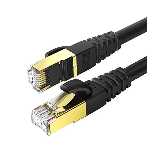 KASIMO Lan Kabel Netzwerkkabel Cat 8 Für 40Gbps Ethernet Kabel, Internet Patchkabel Superschnell Flexibel und Robust mit vergoldetem RJ45. 0,25m Schwarz von KASIMO