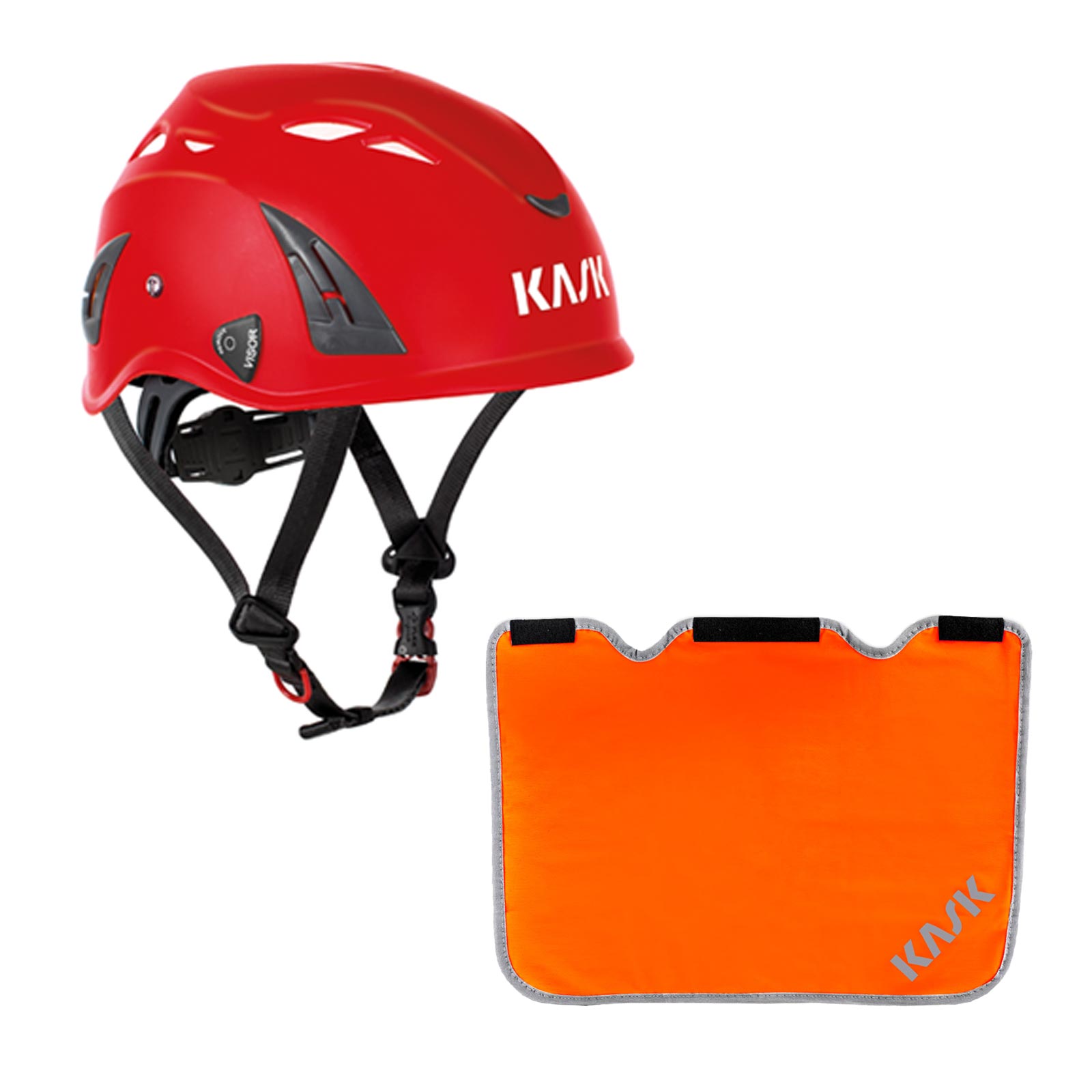 KASK Plasma AQ Arbeitsschutzhelm + Nackenschutz orange mit BG Bau Förderung Set Farbe:rot von KASK