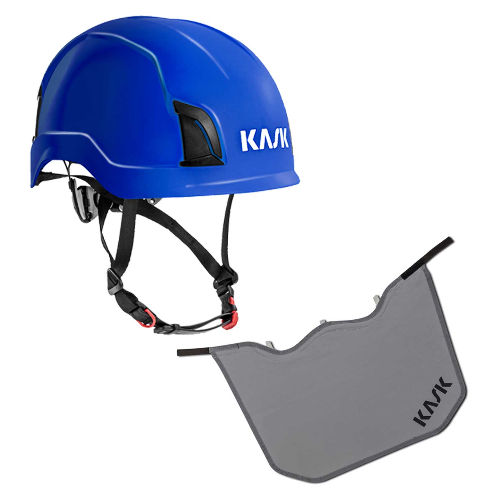 KASK Schutzhelm Zenith EN50365, EN397 + Nackenschutz grau mit BG Bau Förderung Farbe:blau von KASK