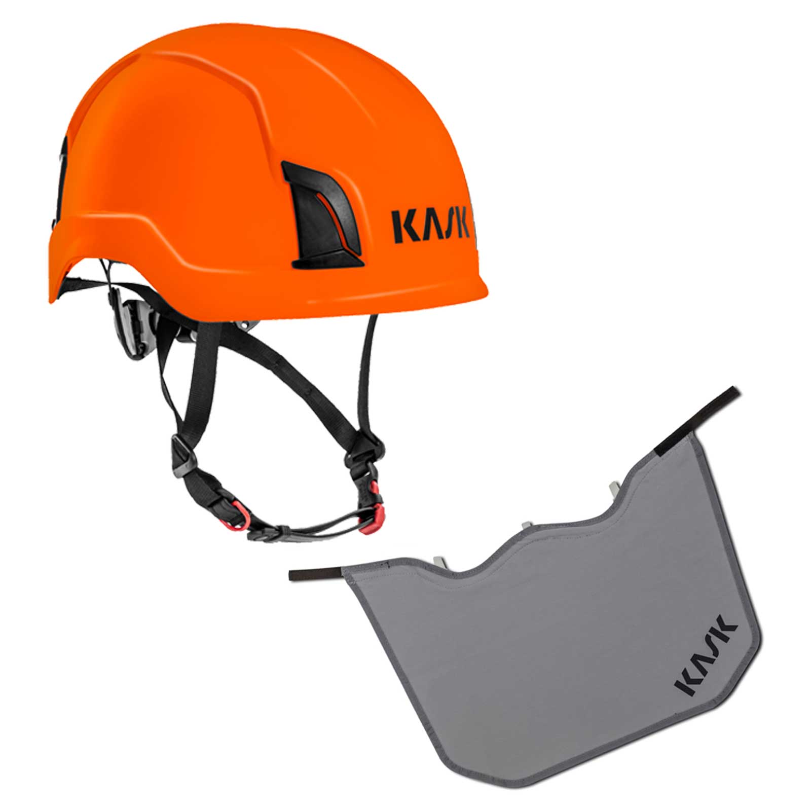 KASK Schutzhelm Zenith EN50365, EN397 + Nackenschutz grau mit BG Bau Förderung Farbe:orange von KASK