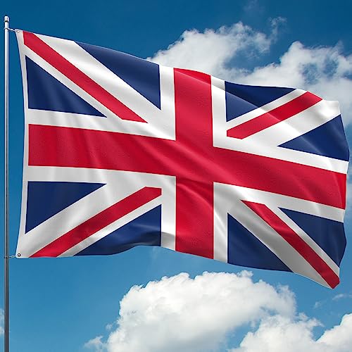 Union Jack Flagge - Britische Flagge - UK-Flagge - Doppelseitiger Druck - Doppelnaht - 2 Messingösen, groß 1,5 m x 0,9 m von KASKANA