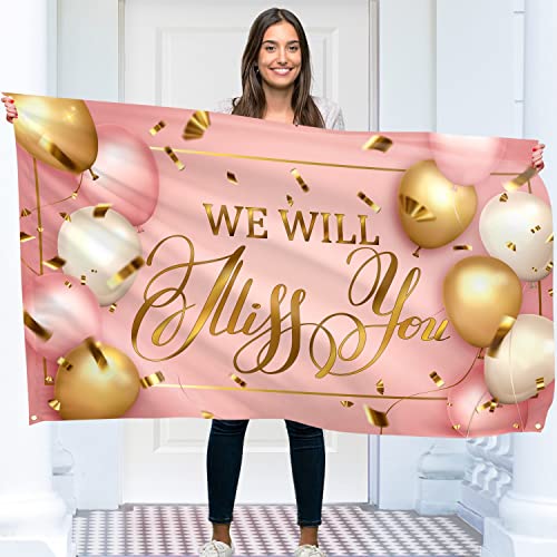 We Will Miss You Banner – Glücksbanner und Dekoration – Sorry Your Leaving Dekorationen – 1,5 m x 0,9 m mit 4 Messinglöchern – lebendiger Digitaldruck – 110 Den dickes Polyester – Doppelnaht von KASKANA