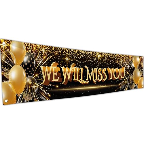 We Will Miss You Banner – Glücksbanner und Dekoration – Sorry Your Leaving Dekorationen – 180 x 40 cm mit 4 Messinglöchern – lebendiger Digitaldruck – 110 Den dickes Polyester – Doppelnaht von KASKANA