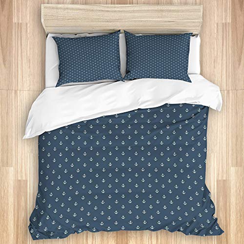 KASMILN Bettwäsche Set,Marineblau klassisches nautischmuster mit weißer Kleiner Anker Seereise Kreuzfahrt,1 Bettbezug 135x200cm+2 Kopfkissenbezug 50x80cm KASMILN Bettwäsche Set,Marineblau klassisches nautischmuster mit weißer Kleiner Anker Seereise Kreuzfahrt,1 Bettbezug 135x200cm+2 Kopfkissenbezug 50x80cm von KASMILN