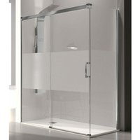 Duschwand mit Schiebetür glasé chrom und Sichtschutz- Glas 8/6 mm von KASSANDRA