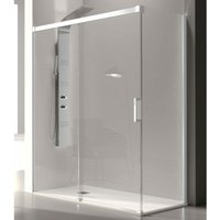Duschwand mit Schiebetür glasé weiß - 120 cm ohne Seitenstück Glas 8/6 mm von KASSANDRA