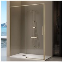 Duschwand mit Schiebetür delta gold - Glas 6 mm / 128-129 cm von KASSANDRA