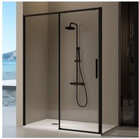 Duschwand mit Schiebetür delta schwarz - Glas 6 mm / 136-137 cm von KASSANDRA