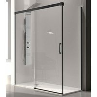 Duschwand mit Schiebetür glasé schwarz - 160 cm ohne Seitenstück Glas 8/6 mm von KASSANDRA