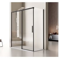 Duschwand mit Schiebetür luna Schwarz - Glas 8mm / 110 cm Seitenstück : 76.5 - 79 cm von KASSANDRA