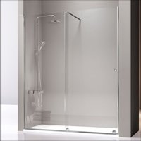 Duschwand mit Schiebetür volaré - 155 - 160 cm Glas 8mm mit Sichtschutz (festes Element links) - mit Sichtschutz (festes Element links) von KASSANDRA