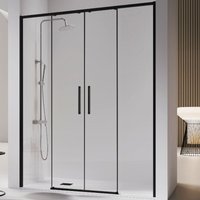 Duschwand mit zwei Schiebetüren für Nische delta 2 schwarz - Glas 6 mm / 164-165 cm von KASSANDRA