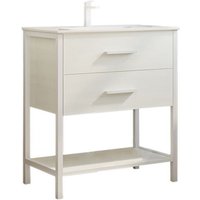 Badezimmermöbel Formentera 80x60x45 cm in weißem Holz mit Keramikwaschbecken und Soft-Close-System – Kassia von KASSIA