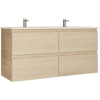 Badezimmermöbel Maya 120x60x45 cm in Eiche mit doppelseitigem Keramikwaschbecken und Soft-Close – Kassia von KASSIA