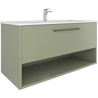 Badezimmermöbel Soho 100x50x45 cm, grün, mit Keramikwaschbecken und Soft-Close – Kassia von KASSIA