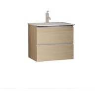 Badezimmermöbel Wabi 60x60x45 cm in Malmoe Eiche mit integriertem Keramikwaschbecken, Soft-Close – Kassia von KASSIA