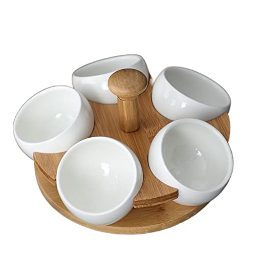 Snack-Platte aus Keramik, Holzständer, drehbares Snack-Tablett, 5 Gitter, getrocknete Früchte, Nüsse, Teller, Obstschale, Nachmittagstee, Snack-Teller Nut Bowls Snack-Platte aus Keramik, Holzständer, drehbares Snack-Tablett, 5 Gitter, getrocknete Früchte, Nüsse, Teller, Obstschale, Nachmittagstee, Snack-Teller Nut Bowls von KASUK