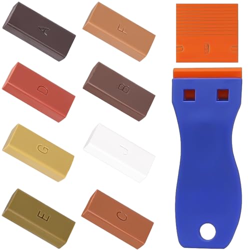 KASURE Hartwachs Reparaturset,8 Versch Farbtöne Wachskitt, Laminat Wachs Reparaturset, Holz/Parkett/Fliesen/Vinyl Reparaturset und ein Kleberentfernungsschaufel, 10 Ersatzklingen KASURE Hartwachs Reparaturset,8 Versch Farbtöne Wachskitt, Laminat Wachs Reparaturset, Holz/Parkett/Fliesen/Vinyl Reparaturset und ein Kleberentfernungsschaufel, 10 Ersatzklingen von KASURE