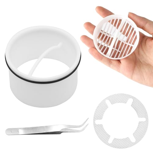 KASURE Haarsieb + Tauchrohr für Dusche Ablaufgarnitur Set(2 Stück), Kunststoff Abflusssieb, Weiß Haarfänger Dusche, Duschabfluss Kompatibel mit 6960, 6963, 6961, 6962, Duschsieb Abfluss mit 1 Pinzette von KASURE