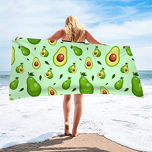 Avocado Strandtuch Kinder 70x150 cm, Weich Schnell Trocknen Microfaser Handtücher, 3D Strandhandtuch Avocado Badetuch Strandlaken Handtuch, Herren Frauen Badetücher von KATATI