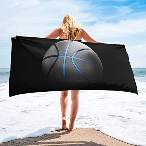 Basketball Strandtuch Kinder 70x150 cm, Weich Schnell Trocknen Microfaser Handtücher, 3D Strandhandtuch Basketball Badetuch Strandlaken Handtuch, Herren Frauen Badetücher von KATATI