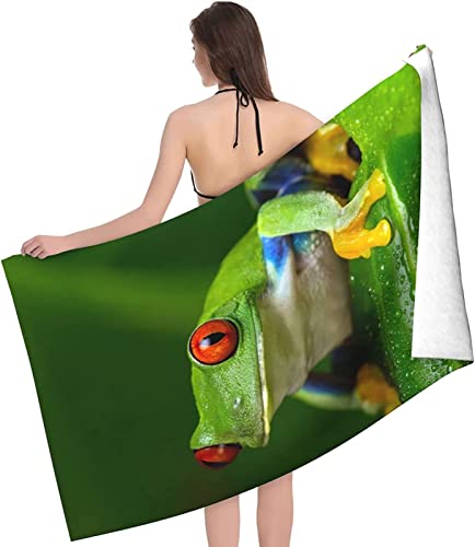 Frosch Strandtuch Kinder 70x150 cm, Weich Schnell Trocknen Microfaser Handtücher, 3D Strandhandtuch Frosch Badetuch Strandlaken Handtuch, Herren Frauen Badetücher von KATATI