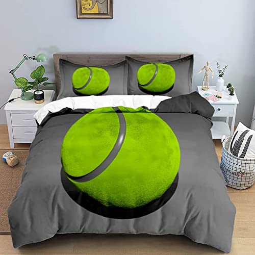 KATATI Bettwäsche 135x200 Tennis, 3D Tennis Bettwäsche-Sets Winter Weich Kuschelige Mikrofaser Bettwaren 1 x Bettbezug mit 2 x Kissenbezug 80x80 cm mit Reißveschluss von KATATI