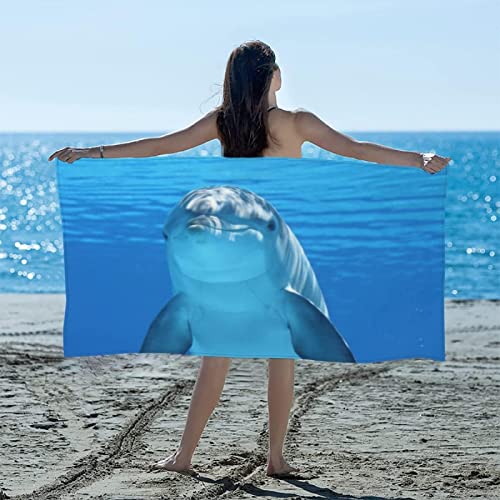 KATATI Delfin Strandtuch Groß 200x200 cm, Weich Schnell Trocknen Microfaser Handtücher, 3D Strandhandtuch Delfin Badetuch Strandlaken Handtuch, Herren Frauen Badetücher von KATATI