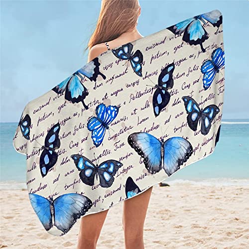 KATATI Schmetterling Strandtuch 80x160 cm, Weich Schnell Trocknen Microfaser Handtücher, 3D Strandhandtuch Schmetterling Badetuch Strandlaken Handtuch, Herren Frauen Badetücher von KATATI