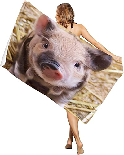 KATATI Schwein Strandtuch 80x160 cm, Weich Schnell Trocknen Microfaser Handtücher, 3D Strandhandtuch Schwein Badetuch Strandlaken Handtuch, Herren Frauen Badetücher von KATATI