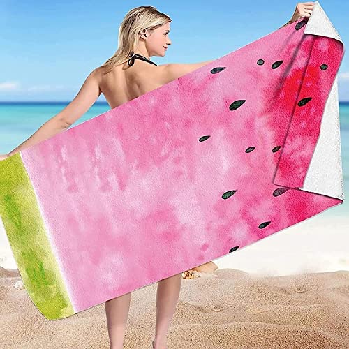 KATATI Wassermelone Strandtuch 80x160 cm, Weich Schnell Trocknen Microfaser Handtücher, 3D Strandhandtuch Wassermelone Badetuch Strandlaken Handtuch, Herren Frauen Badetücher von KATATI