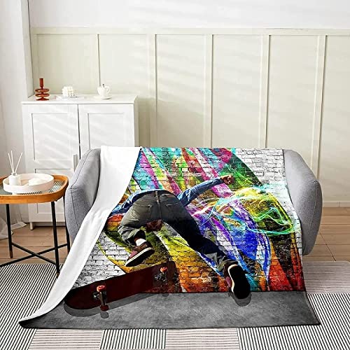Kuscheldecke Hip-hop-Skateboard, Flauschig Weich und Warme Fleecedecke für Bett Couch, 3D Decke Hip-hop-Skateboard Flanelldecke Sofadecke Wohndecke 150x180 cm von KATATI