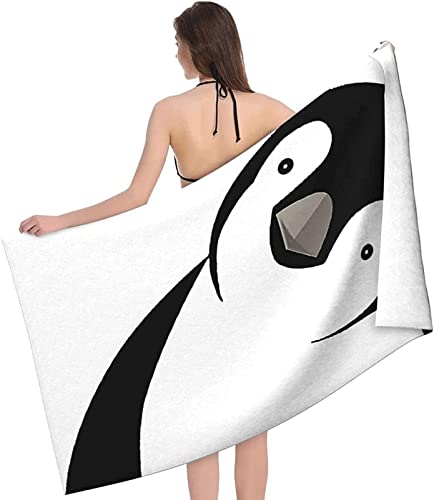 Pinguin Strandtuch Kinder 70x150 cm, Weich Schnell Trocknen Microfaser Handtücher, 3D Strandhandtuch Pinguin Badetuch Strandlaken Handtuch, Herren Frauen Badetücher von KATATI