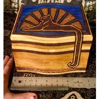 Custom Color Holz Gebrannte Holzkiste Katzen Unter Den Sternen von KATAiiA