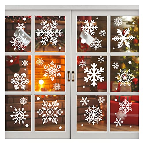 KATELUO 190 Schneeflocken Fensterbild,Fensterbilder Weihnachten, Schneeflocken Aufkleber Statisch Fensterbilder,für Weihnachts-Fenster Dekoration,Schaufenster, Vitrinen, Glasfronten von KATELUO