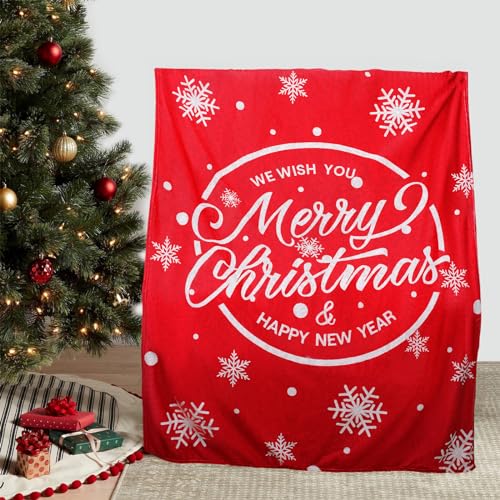 KATELUO Weihnachten Decke, Weihnachtsdecke für Sofas, Weihnachts Kuscheldecke, weihnachtsdecken mit Weihnachtsmuster Schneeflocken Weich Leicht Nickerchen Flauschdecke Flanelldecke 130 x 150 cm von KATELUO