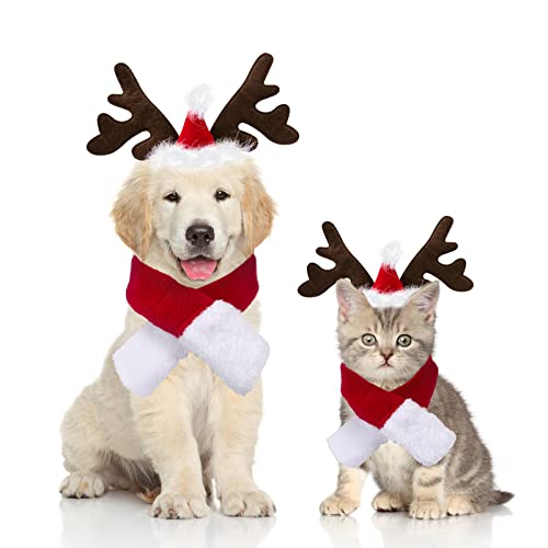 KATELUO Haustier-Stirnband, Weihnachten Hundekleidung,Hundeweihnachtsoutfit,für Katzen und Hunde für Weihnachtsfeiern, Silvester und Tiershows,Party-Dekoration von KATELUO