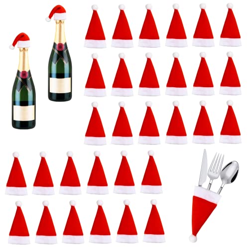 KATELUO Mini Weihnachtsmütze, 30 Stücke Mini Weihnachten Besteckhalter, für Tischdeko,Dekorieren Sie Verschiedene Weihnachts-Requisiten (A) von KATELUO